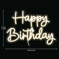 Happy Birthday Neon Sign – Dimmable Wall Light for Party Decor, 16.5×11.89