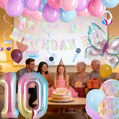 Pastel 10th Birthday Decorations for Girls, 10 Year Old Girl Party Decoration…