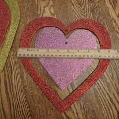 Vintage 90s 2 Glitter Hanging Hearts Valentines Day Decor Red Gold Pink 10x11in