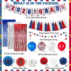 Graduations Decorations 2026 Red and Blue Class of 2026 Banner Blue,red,white