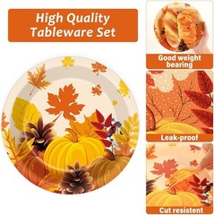 Disposable Thanksgiving Plates and Napkins Set – 200PCS for Effortless Cleanup