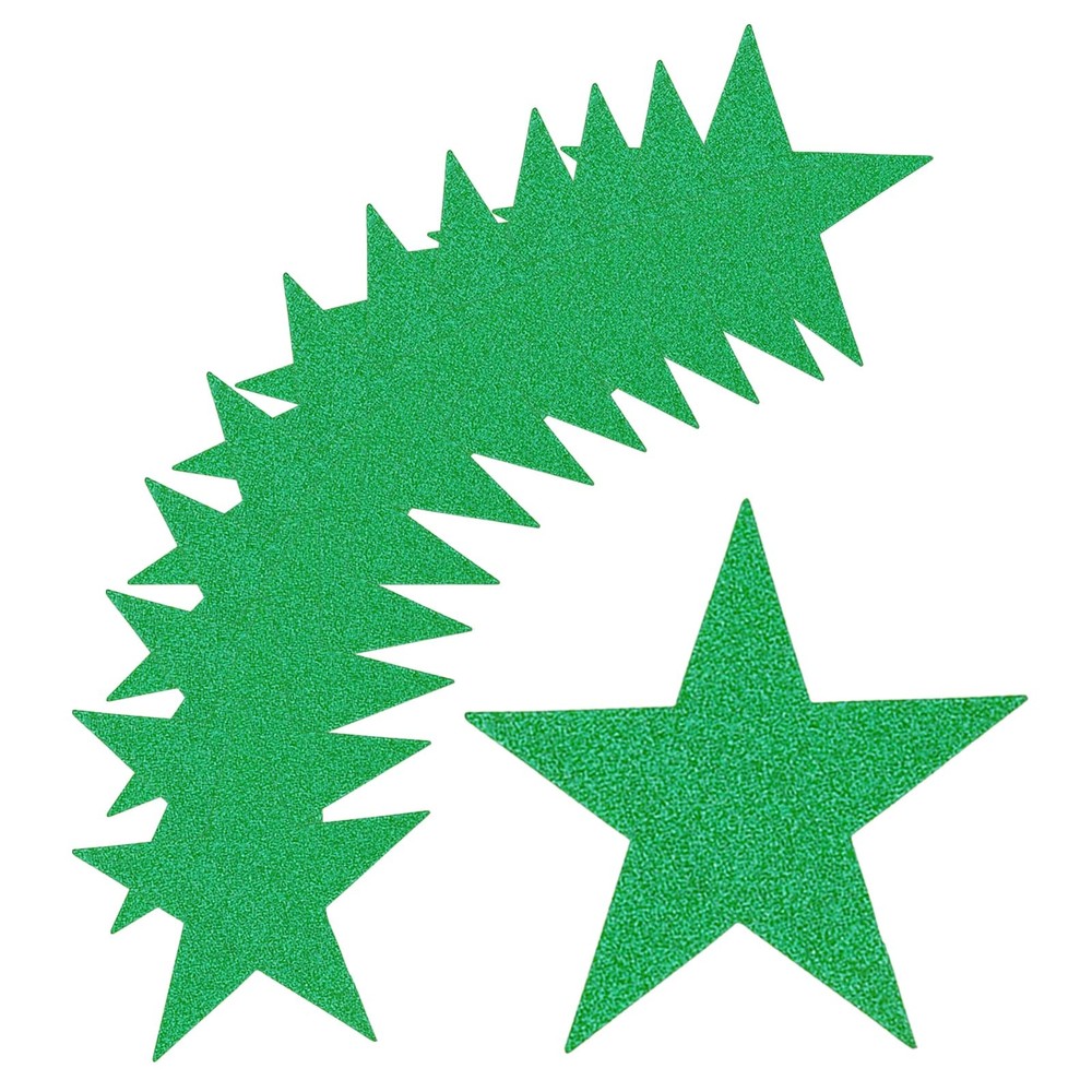 100 PCS Green Glitter Star Cutouts Paper 5.3 Inch Confetti Party Decor