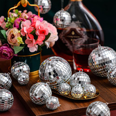 50 Pcs Disco Balls Decor Silver Mirror Disco Balls Hanging Decor Assorted Reflec