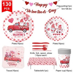 Romantic Valentine’s Day Disposable Party Tableware Set With Heart Theme Design