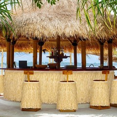 2 Pieces Grass Table Skirt Roll 36 Feet x 29.5 Inch Fringe Banner Natural