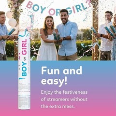 Gender Reveal Streamer Cannon,3 Blue and 3 Pink ,Multicolor Streamer,Baby Shower