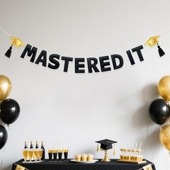 Gold and Black Graduation Decorations Pre-Strung Handmade Felt Mastered It Si…