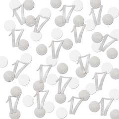 200 PCS Silver Glitter 17 Confetti, 17th Birthday, Number, Table Decoration