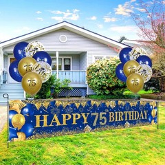 75th Birthday Decorations for Men Women Blue and Gold – Navy Blue Gold Party …