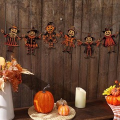 Vintage Halloween Decor Wood Banner 5.9 inches by 5.6 inches, Multicolor