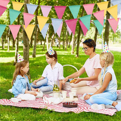 6 Strings 78 Feet Pastel Pennant Banner Flags – Colorful Triangle Banners Burlap