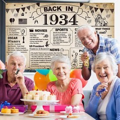 91st Birthday Party Decorations, Vintage Back in 1934 Banner 91st Birthday Party
