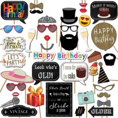 Birthday Photo Booth Props – 41-pc Kit with 8 x 10-Inch Sign, 60 Adhesive Pad…
