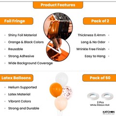 , Graduation Decoration Set – Pack Of 54 | Orange and Black Fringe Backdrop w…