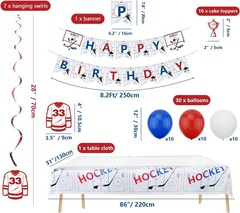 Complete Hockey Birthday Decorations: Banner, Balloons, Swirls & Tablecloth