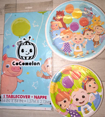 Cocomelon Birthday Party Supplies – Table Cover & Plates LOT NEW