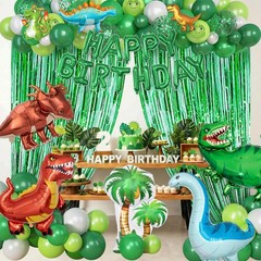 Dinosaur Party Decorations Supplies, 123Pcs Dinosaur Dark Lime Green White Ba…