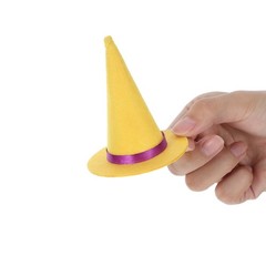 12Pcs Mini Felt Witch Hats Yellow Reusable Halloween Bottle Toppers Decor