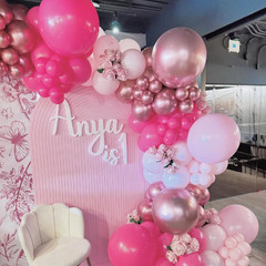 Pink Mixed Balloons Set, 12 Inch Hot Pink Pastel Light Baby Pink Metallic Pink L