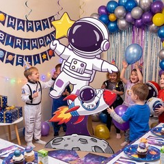 Astronaut with Rocket Cartoon Cardboard Cutout Over Moon Standee 173cm x 94cm