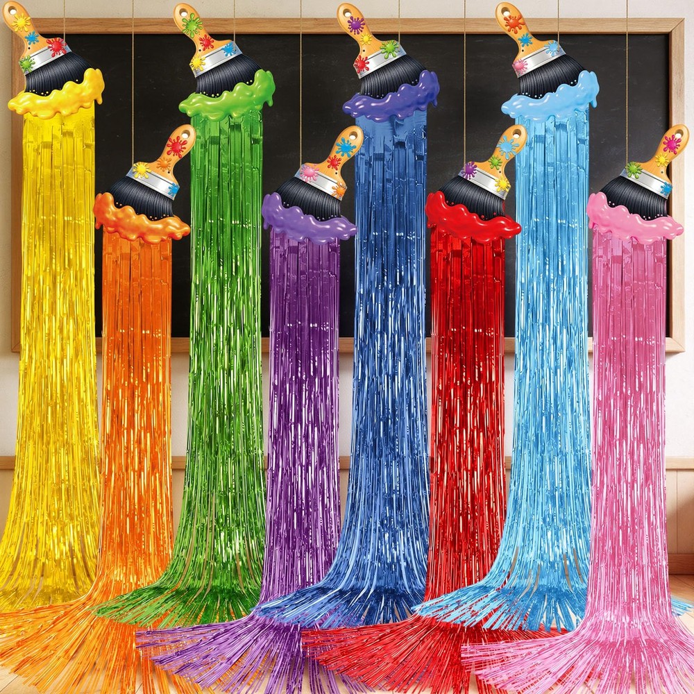 8 Pcs Art Paint Party Decoration Back to Paint Brush Hanging Decorations with…