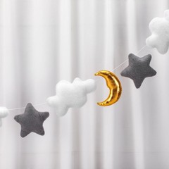 5ft 3D Felt Cloud Decorations Hanging with Moon and Stars over The Moon Baby …