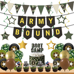 Army Party Decorations, Green Military Themed Birthday Banner, Farewell Party We