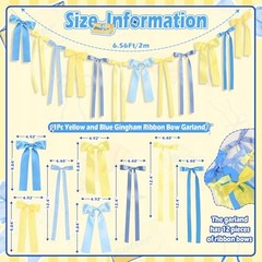 Butter Themed Bow Garland Banner – Blue Yellow Gingham Ribbon – Decor
