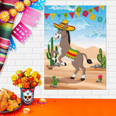 Pin the Tail on the Donkey Party Game, Mexican Donkey Party Supplies, Birthday P
