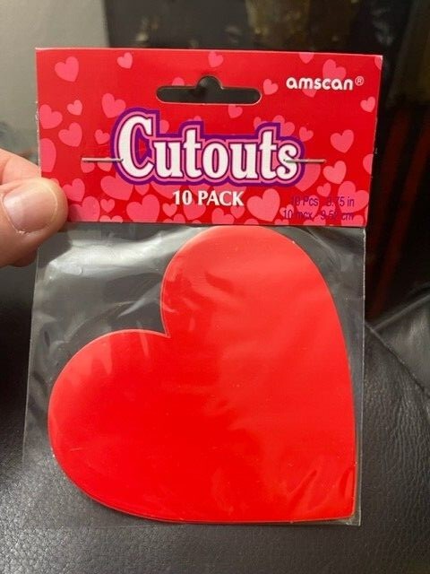 AMSCAN Paper Cut Out Red Heart Decorations 10ct. Party Supply (3.75″) New!!!