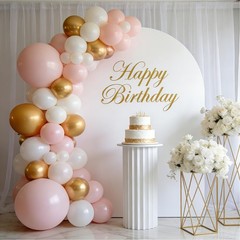 Pink White Gold Balloons Arch Kit – 119 PCs Double Stuffed Pearl White Pastel…