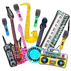 12 Pieces Inflatable Instruments Party Props Rock Star Toy Set Blow Up Guitar…