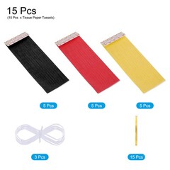 15Pcs Red,Light Yellow,Black Tassel Garland Banner with Rope