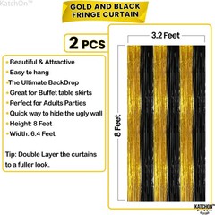 KatchOn, Xtralarge Black and Gold Streamers – 8×3.2 Feet, Pack of 2 | Black a…
