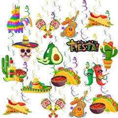 Mexican Fiesta Hanging Swirl Decorations Cinco De Mayo Party 33 PCS