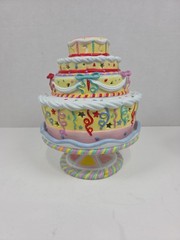 Partylite Birthday Celebration Cake & Base Porcelain Tealight Candle Holder 7.5″