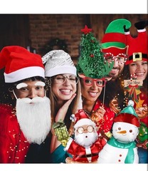 64 Pcs Photo Booth Props Set – Christmas Holiday Party Decorations, Hats, Bal…