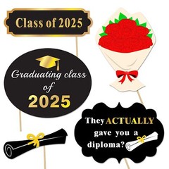 50Count Graduation Photo Booth Props Black and Gold for Party Decorations