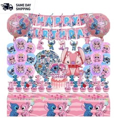 Vibrant 101PC Stitch Themed Birthday Decoration Kit for Girls – Pink & Fun!