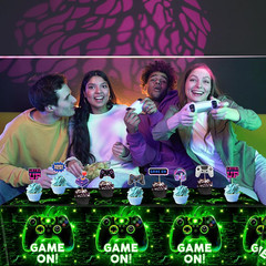 4 PCS Video Game Tablecloth for Player Gaming Birthday Party Decorations, 54 x 1
