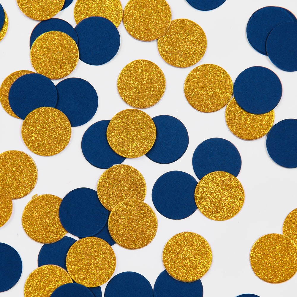 200 PCS Navy Blue Gold Table Confetti Circle Dots Glitter Party Decor 1 Inch