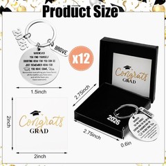 Class of 2026 Graduation Keychain Gift Set Party Favors Cards Boxes Silver 6Pk