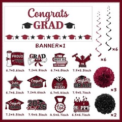 Maroon Graduation Decorations 2026,Graduation Decorations Class Of 2026 Maroo…