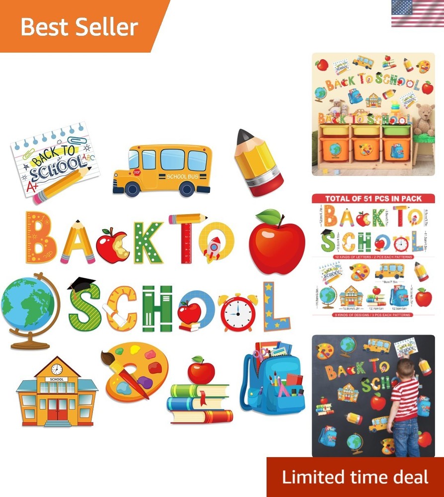 Assorted 51 Paper Cutouts for Back to School – Perfect for Classrooms & Parties