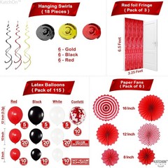 154-Piece Red and Black Decorations Set – Ideal for Elegant Celebrations