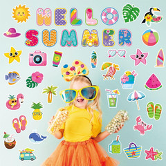 73 Pcs Hello Summer Cutouts for Bulletin Board Decorations – Hawaiian Tropical P