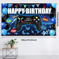Vibrant Blue and Black Video Game Party Set – Perfect for Gamers’ Birthdays