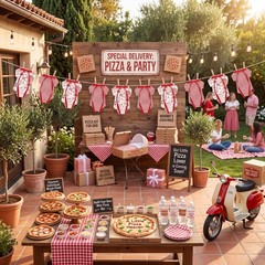 2 Sets Special Delivery Baby Shower Banner Decorations Red Gingham Pizza Baby…