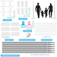 6 Sets Balloon Column Stand Kit, 6.6 ft Adjustable Balloon Tower Pillar Teles…