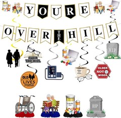 Over the Hill Birthday Decorations – 14 Pcs over the Hill Banner Honeycomb Cente
